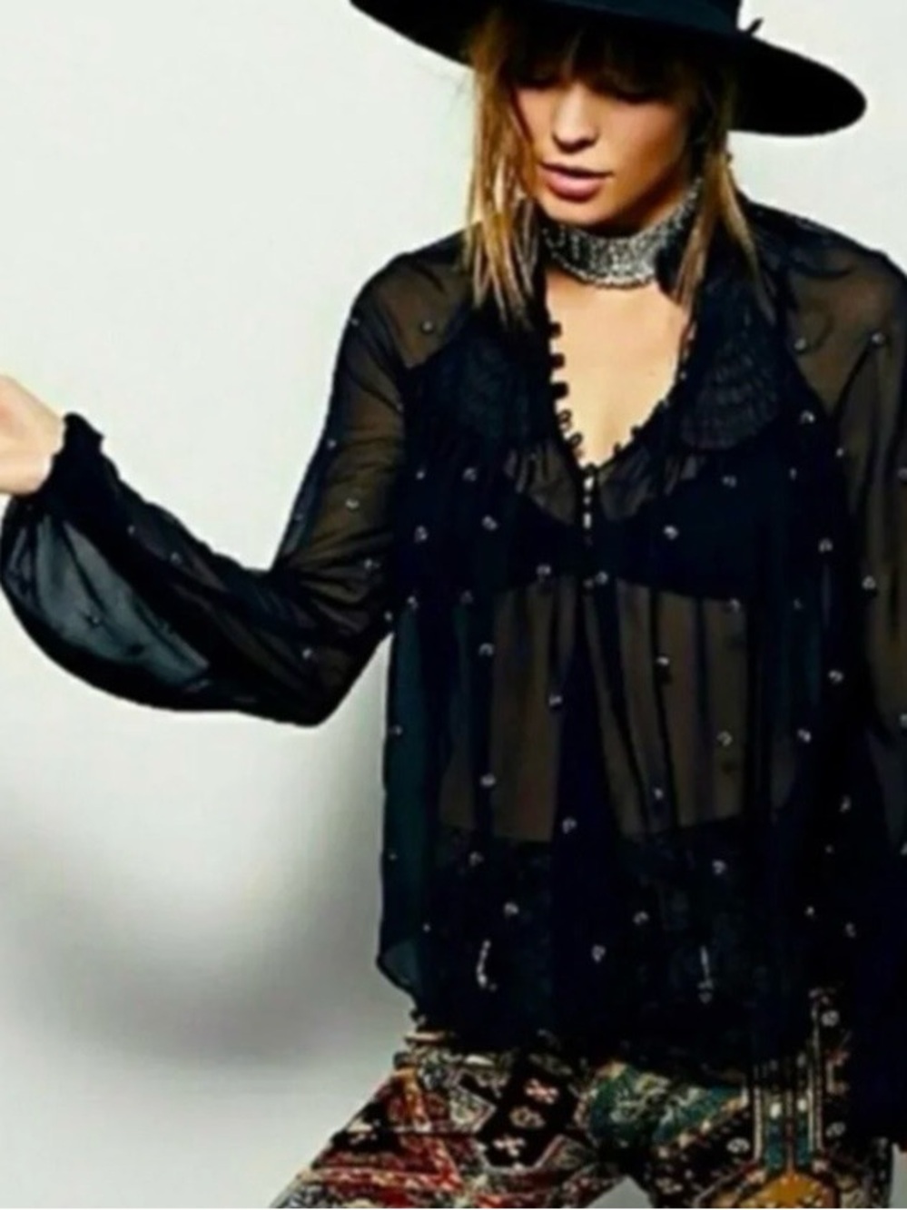 Free People “Ready to Run” Georgette Top